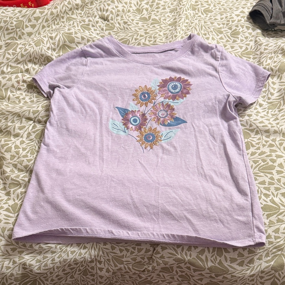 btween Lavender Tee with Floral Pattern